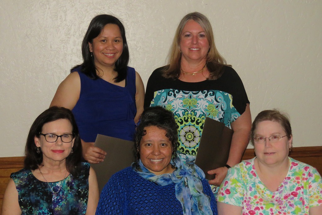 15 year service award recipients include (back row, l to r) Shyla Tiu, Jackie York, (front row, l to r) Martha Reneau, Joan Inman and Katharine Davis.  (Not pictured: Tiffani Brantner, Brenda Broadway, Wade Bryan, Sharon Bush, Shawna Duncan, Tammy Glaze, Charlotte Hamilton, Kenneth Keely, Sharon Kelley, Rosalyn Malone, James Marze, Patricia McElroy, Paula McLeod, Erica New, Sanyude Sanyude, Felicia Thrailkill and Becky Weldon)