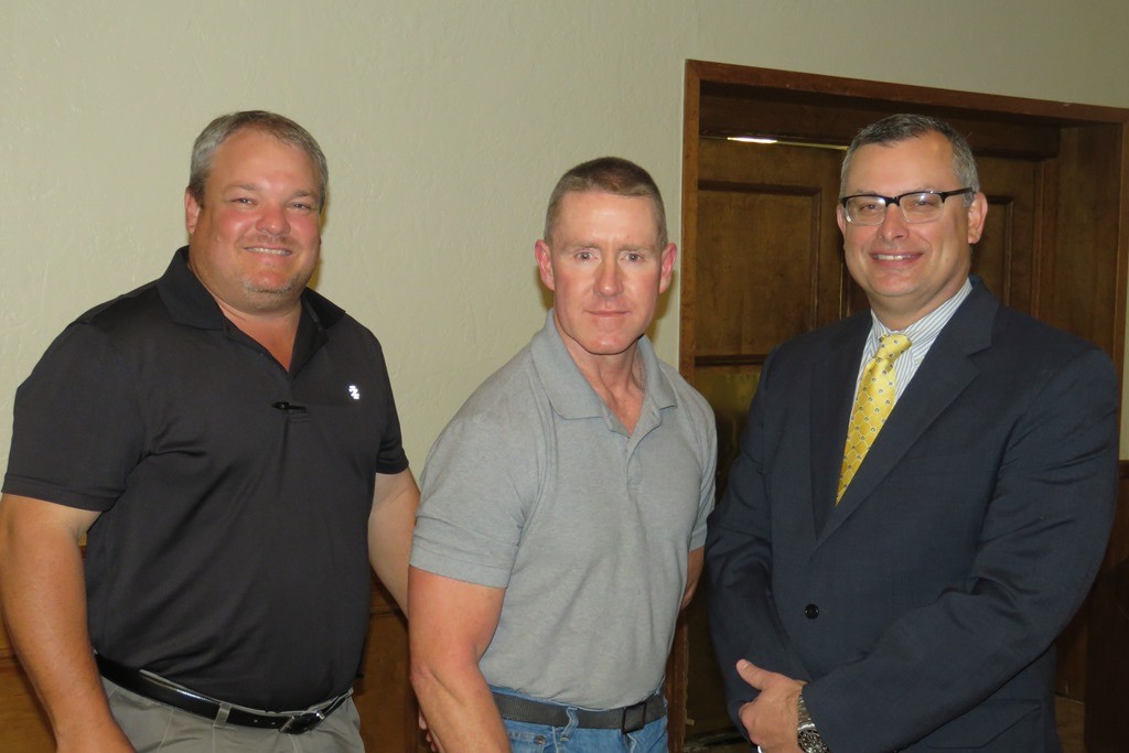 Presenting the 20 year employee service award to Lloyd Wallace was Darryl Day, System Manager of Plant Operations (left) and Shawn Barnett, Market President. (Other 20 year award recipients not pictured: Deana Davis, Mary Eberlan, Sheryl Hamilton, Deborah McDaniel and Shane Waller)