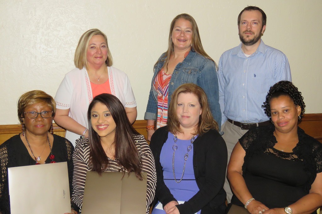 5 year service award recipients include (back row, l to r) Melony Wilkerson, Megan White, Jamey Lucas, (front row, l to r) Cheryl Watts, Clarisa Venegas, Martisha Snyder and Kyrita Settler. (Not pictured: Robert Becks, Tammy Bergstrom, Lupe Businger, Jack Cassidy, Stephen Childress, Barbara Cogburn, Amanda Collins, Donna Ferguson, Ronald Fryer Jr., Sylvia Garofolo, Gwendoyln Grumbles, Loretta Hancock, Kristen Hardy, Richard Hays, Misti Jones, Gary Looper, Adelaida Luna, Regina Marett, Lindsey McDaniel, Tamar Montes, April Morris, Becca O’Quinn, Lois Overshine, Danielle Pilot, Hani Qamheih, Glenda Salinas, Armin Solis, Alfred Stoddard, Fonda Sullivan, Henry Tobar and Dorla Uybengkee)