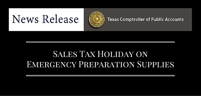Sales Tax Holiday On Emergency Preparation Supplies