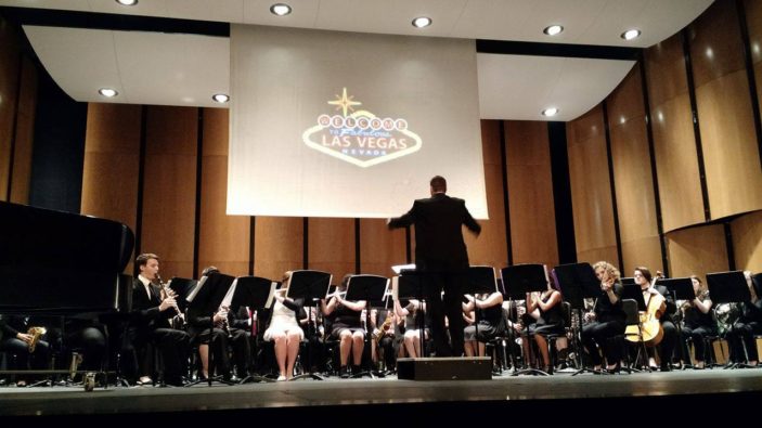 The Hudson High School Band plays "Godzilla Eats Las Vegas" under the direction of Brad Comeaux.