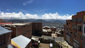 A photo of La Paz, Bolivia from a terrace.