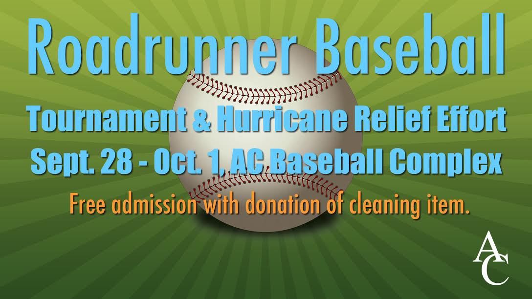 Relief Pitch: Roadrunner Baseball Hosting Fall Conference Tournament, Hurricane Relief Effort