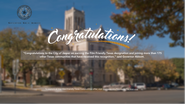 Governor Abbott Announces Film-Friendly Texas Designation For Jasper