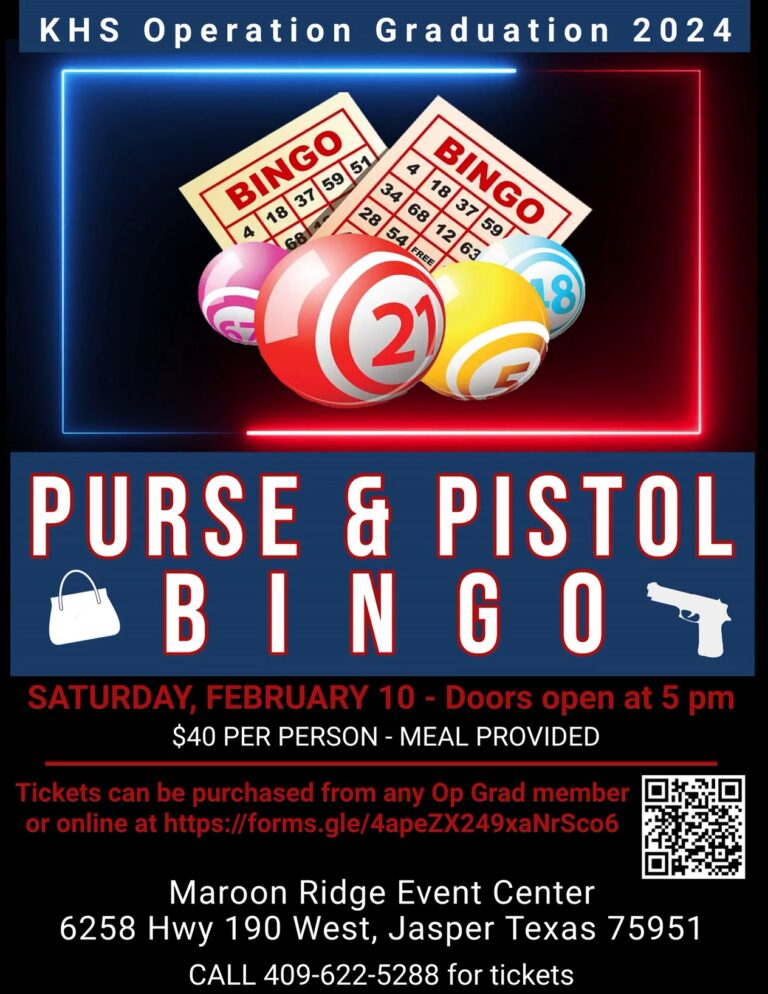 KHS OP GRAD Purse and Pistol Bingo (Jasper County)