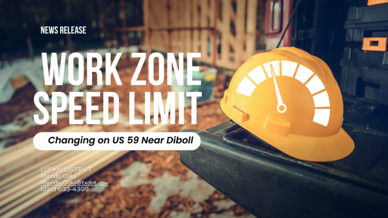 Work Zone Speed Limit Changing on US 59 Near Diboll