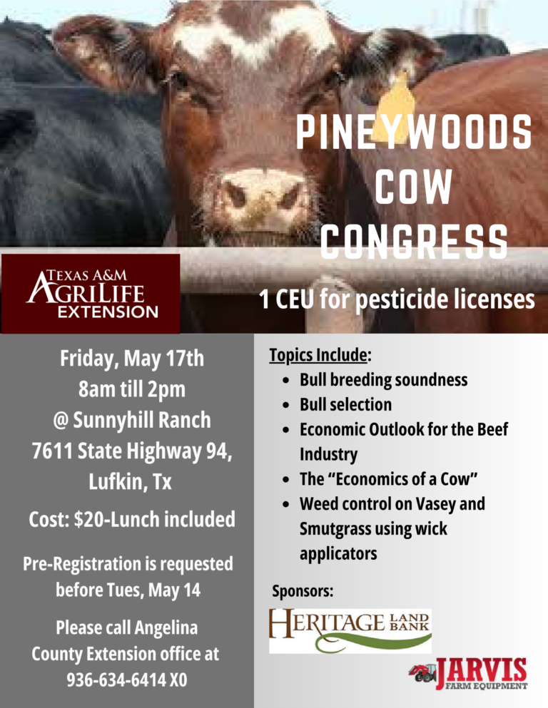 Cattlemen’s Seminar Next Friday in Hudson (Angelina County)