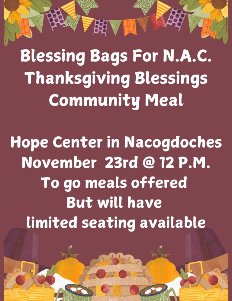 Blessing Bags for N.A.C.: Thanksgiving Blessings Community Meal