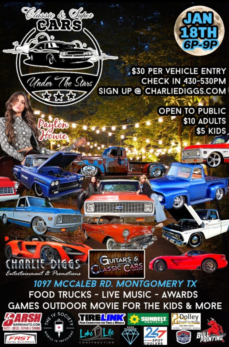 Classic and Super Cars Under The Stars Featuring Payton Howie (Trinity County)