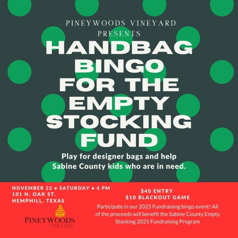 Handbag Bingo for The Empty Stocking Fund (Sabine County)