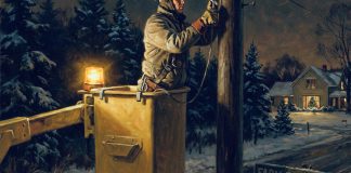 The Midnight Shift: Keeping the Lights on for Santa Lineman illustration