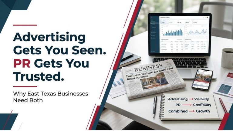 Advertising Gets You Seen. PR Gets You Trusted. Here’s Why East Texas Businesses Need Both